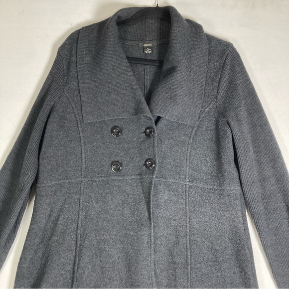Alfani Charcoal Double-Breasted Pea Coat Merino Wool M Women’s Travel Cozy - Picture 10 of 13